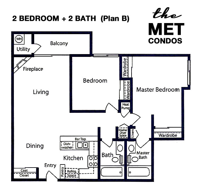 The Met Warner Center Floor Plan 2 Bedroom 2 Bath