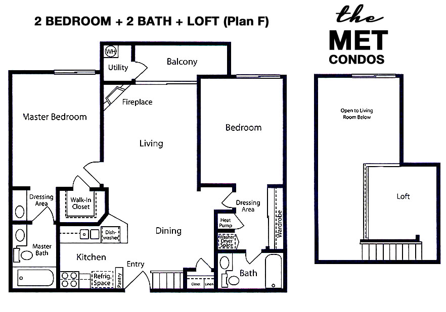 The Met Warner Center Floor Plan 2 Bedroom 2 Bath with a Loft